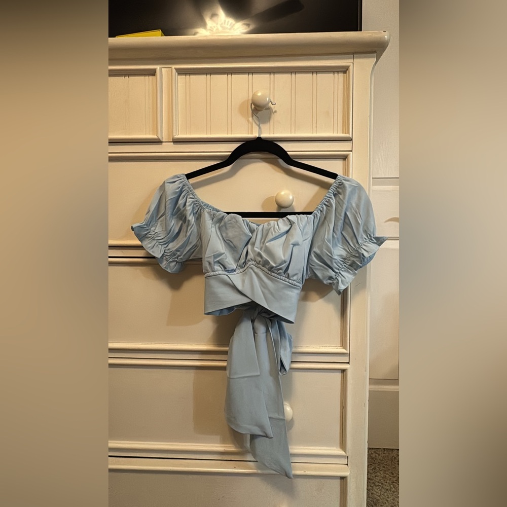 Light Blue Off-Shoulder Women's Top